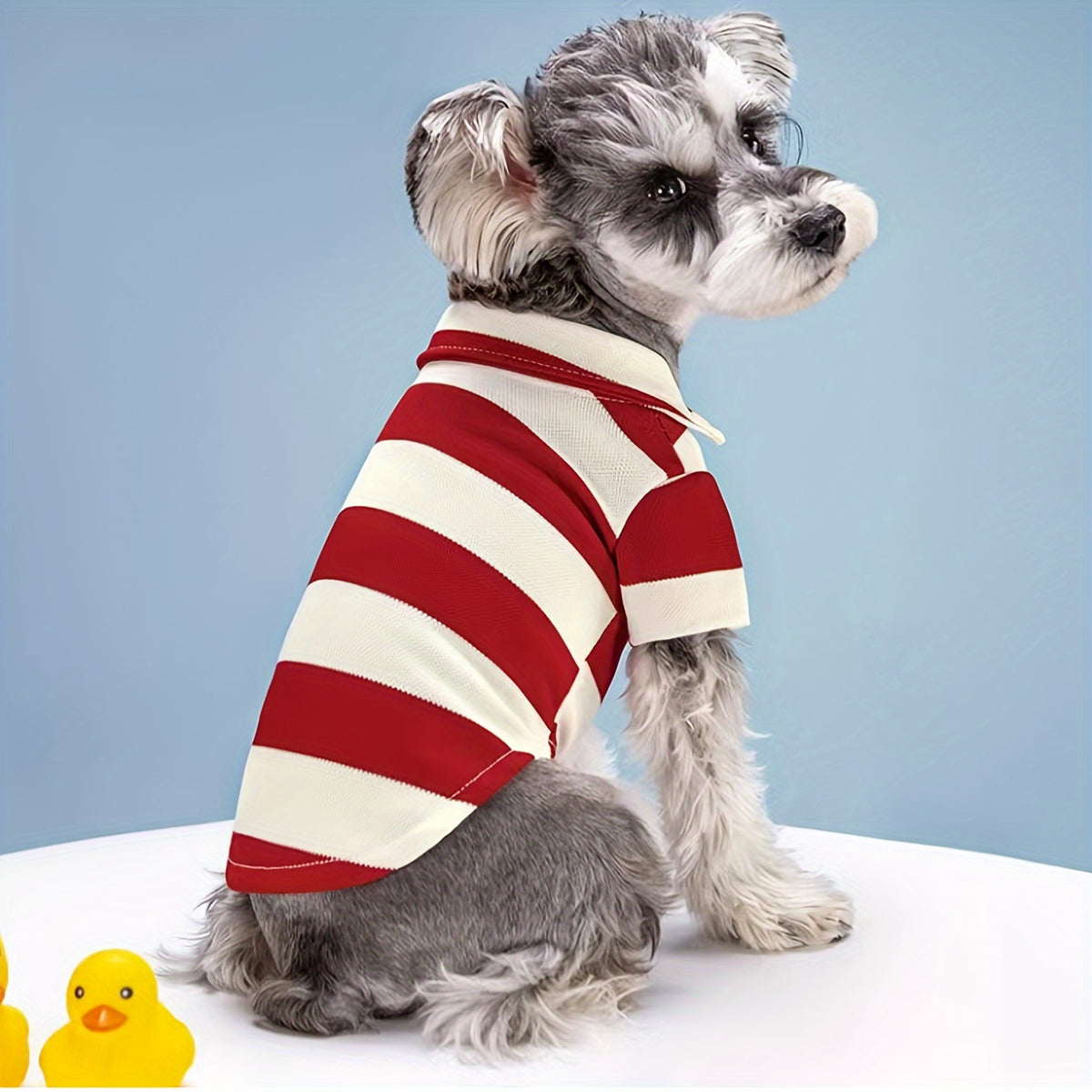Dog Polo Shirts 5-Piece Striped Pet Clothing Set for Small Dogs and Cats, Red Option in XS to 4XL for Everyday Dress-Up and Puppy Photos