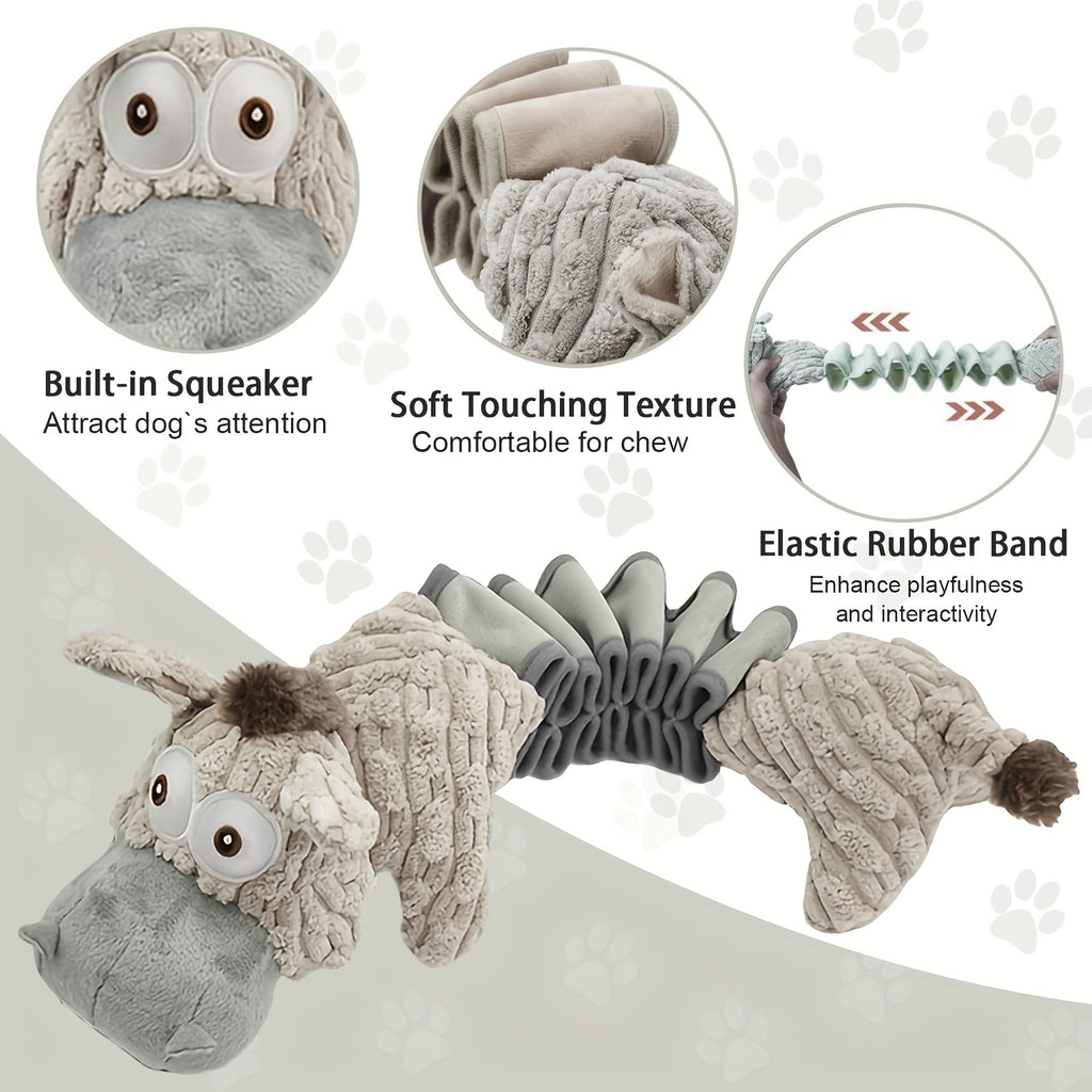 Donkey Plush Dog Toy for Small and Medium Dogs, Soft Stretch Animal Toy with Pull Rope or Long Stretch Options for Supervised Indoor Play