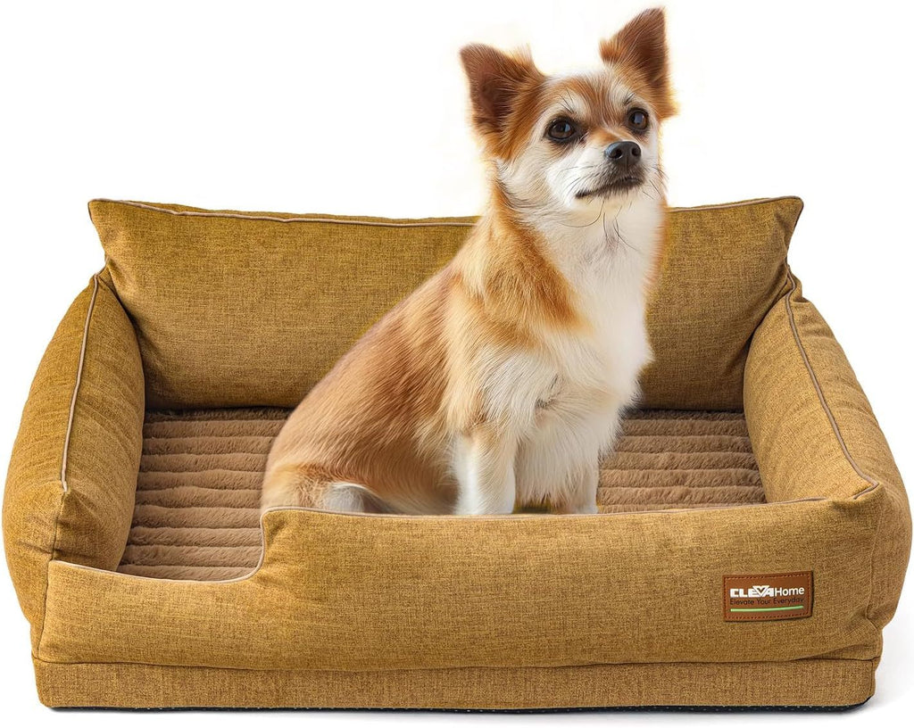 Dog Bed with Removable Bolsters, Egg Crate Foam Pet Sofa with Machine Washable Cover and Non-Slip Bottom, M L XL Sizes in Three Color Options