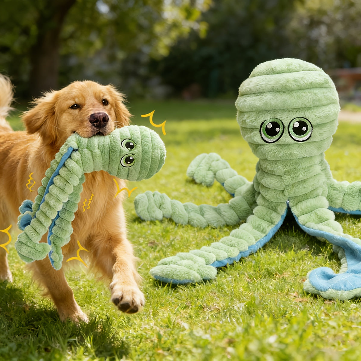 Octopus Plush Dog Toy with Squeaker, Single Soft Stuffed Puppy Play Toy for Supervised Interactive Games, Six Color Options Including Tie-Dye