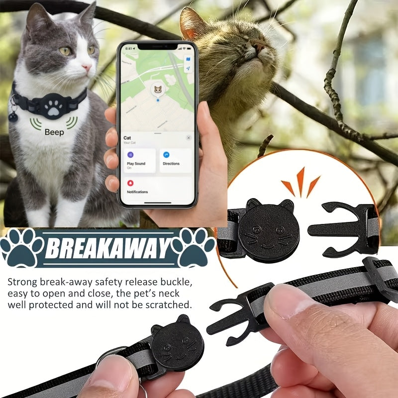 Cat Tracker Collar Set for iOS, Pet Locator with 5-Piece Option Including Two Lanyards, One Collar and Silicone Protective Case, Battery Not Included