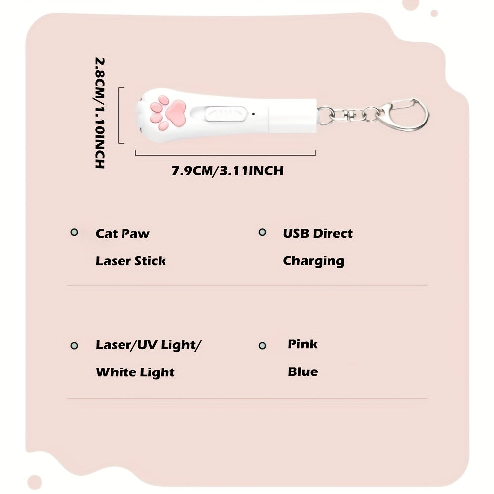 Rechargeable Cat Teaser Toy, 7-in-1 USB Interactive Cat Toy with Bonus Mouse for Indoor Chasing, Daily Exercise and Supervised Play in Pink or Blue