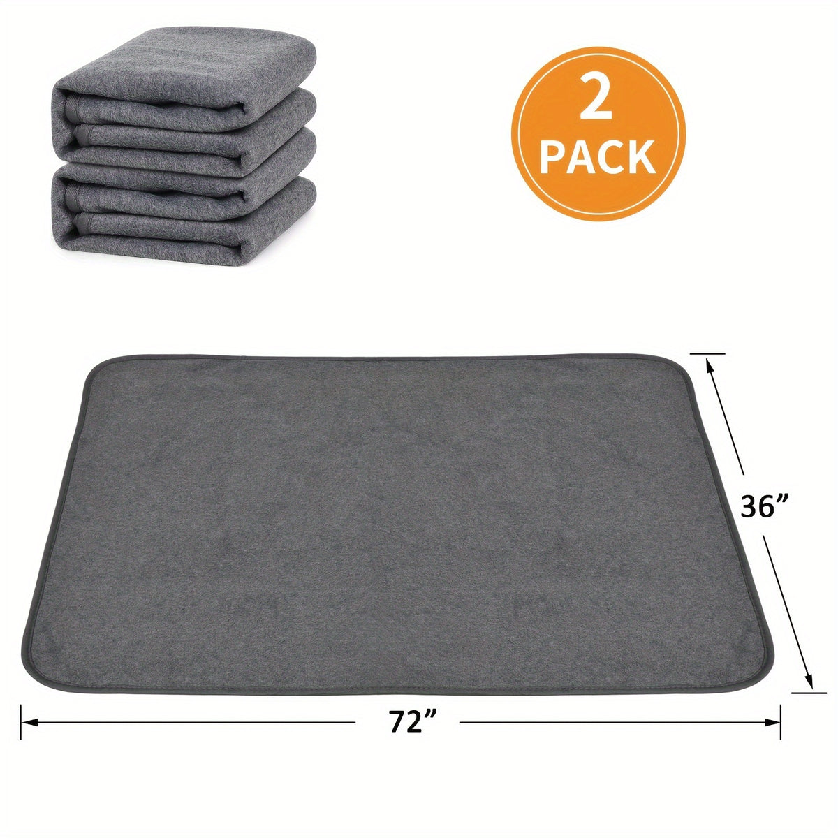 Washable Dog Pee Pads 2 Pack with Coral Fleece Surface, Reusable Leak-Proof Non-Slip Puppy Training and Whelping Mats in Five Sizes