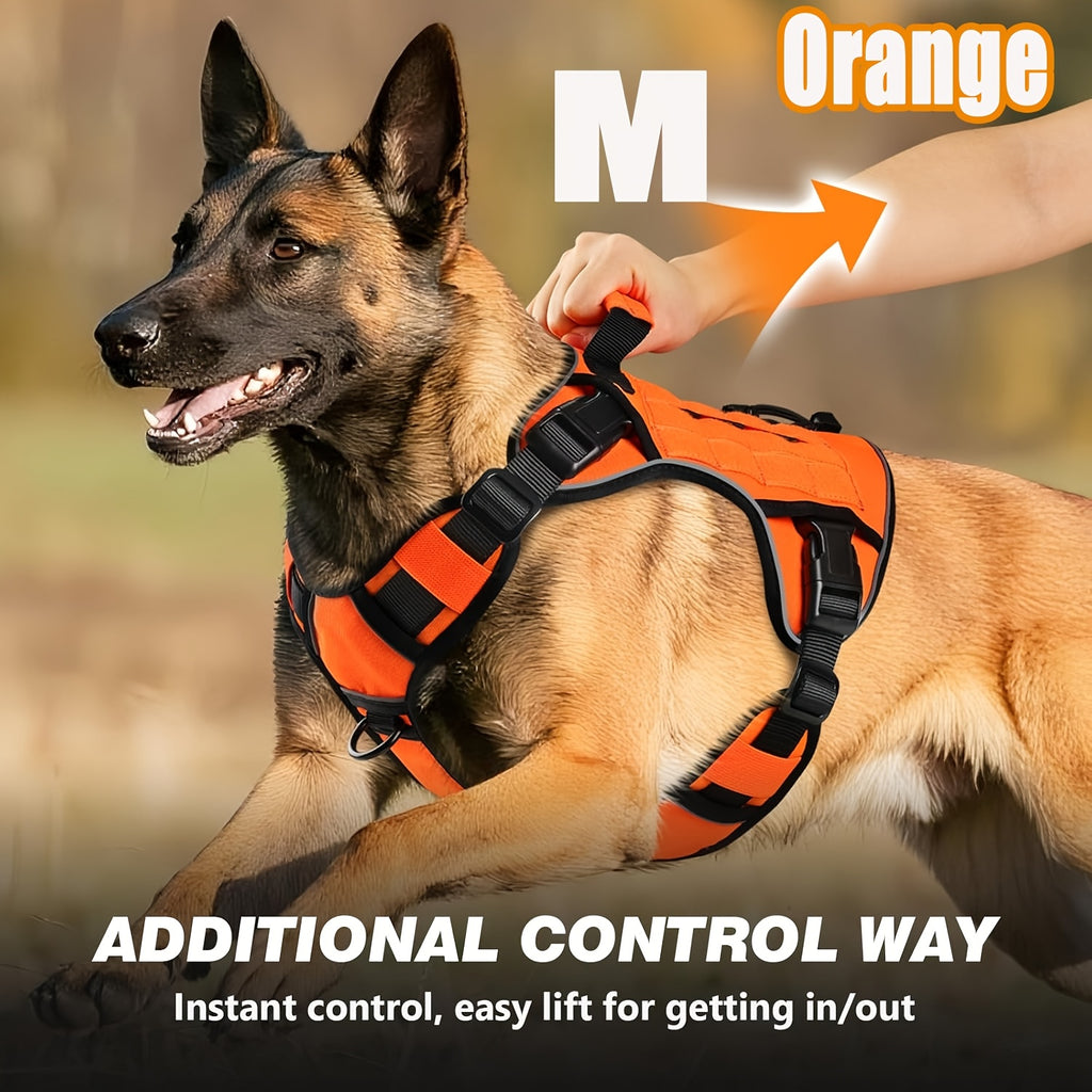 Tactical Dog Harness with Reinforced Top Handle, Adjustable Reflective Pet Vest for Daily Walks and Outdoor Training, S to XL Sizes