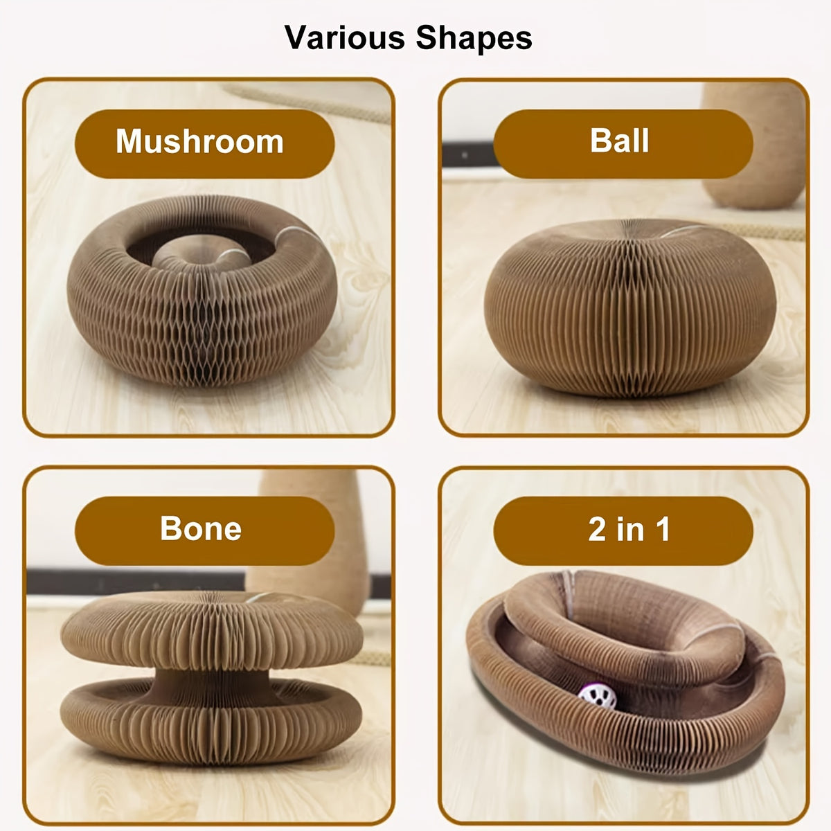 Magic Organ Cat Scratcher Board with Ball Play, Interactive Scratching Toy for Indoor Cats, Everyday Activity and Enrichment, 1 or 2 Piece Options