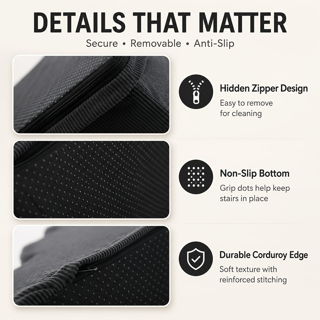Dog Stairs for Bed with Dutch Velvet, Non-Slip Pet Steps for Small and Senior Dogs, 2/3/4-Step Options for Sofa and Couch, Gray or Pink