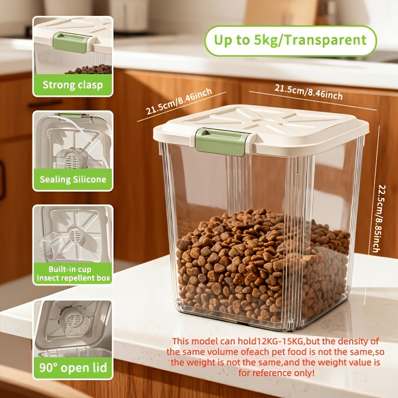 Dog Food Storage Container with Scoop and Locking Lid, 11 or 22 lb Stationary Bins and 55 lb Wheeled Option for Dry Cat Food and Pantry Organization