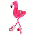 Flamingo Squeaky Dog Toy with Plush and Rope Design for Small, Medium and Large Dogs, Cartoon Pet Toy for Supervised Indoor Play and Gentle Tug