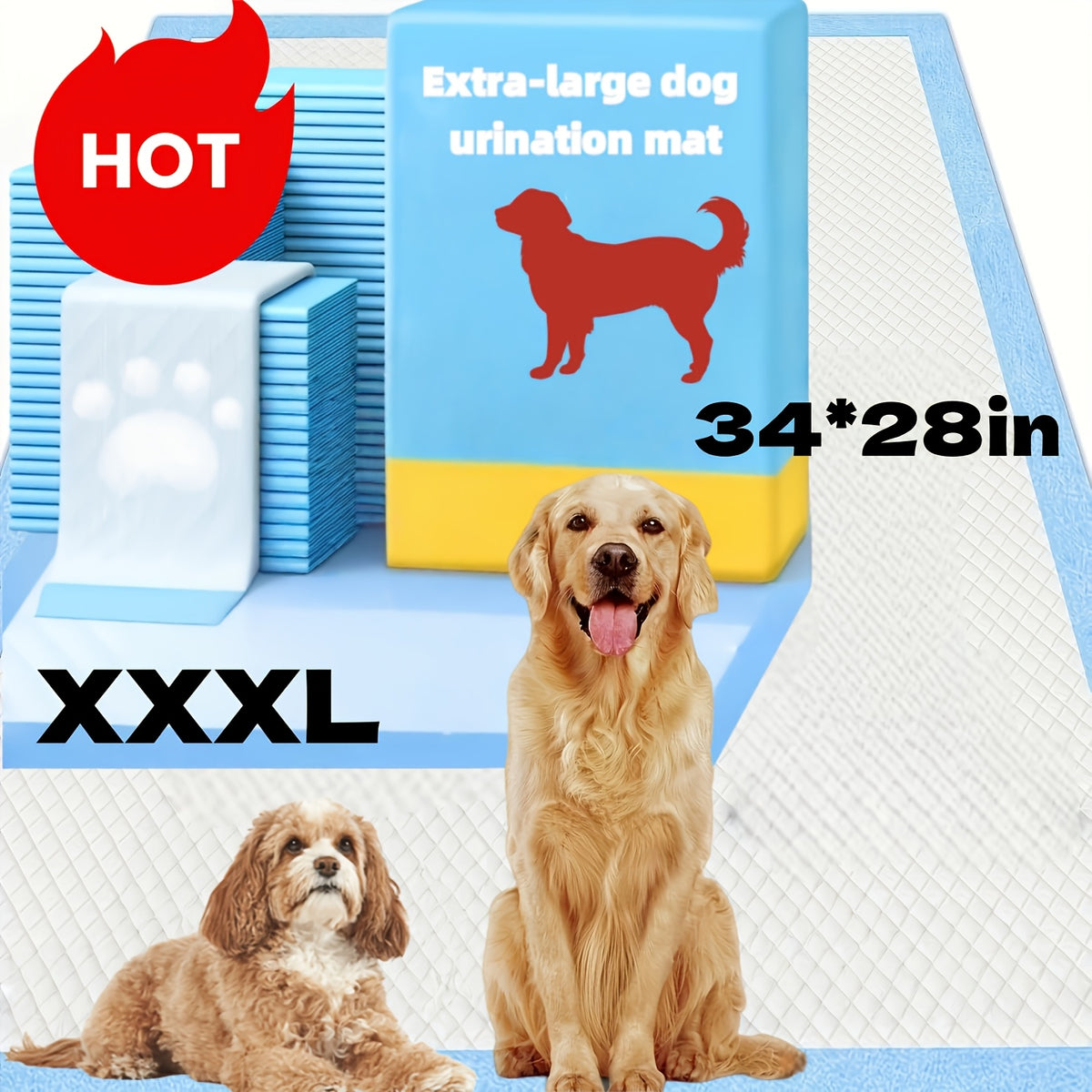 Thickened Dog Pee Pads for Indoor Potty Training, Absorbent Pet Urine Pads with Leak Protection, Large Dog 100 or 126 Count and Puppy 100 Count Options