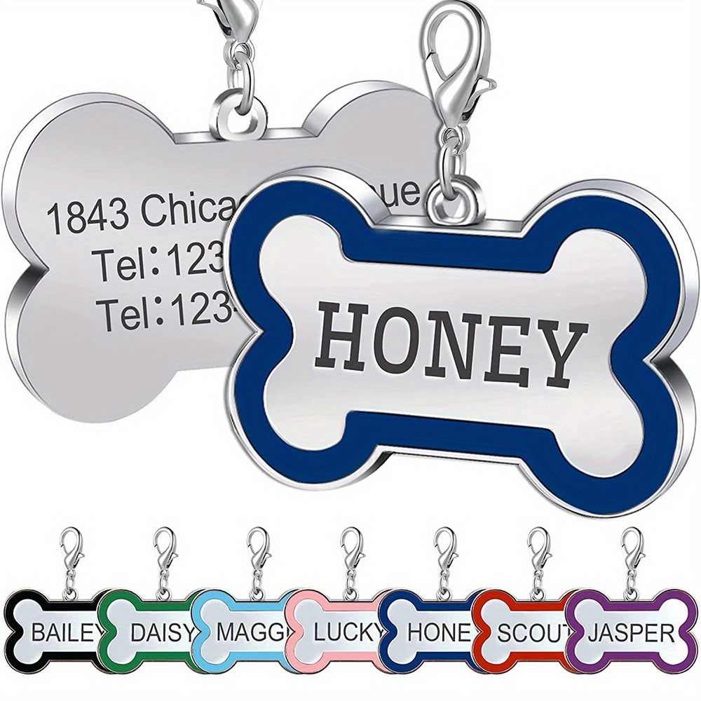 Personalized Metal Pet Tag for Dogs and Cats, Single Engraved Name ID Tag in Seven Colors for Everyday Identification and Pet Parent Gifts
