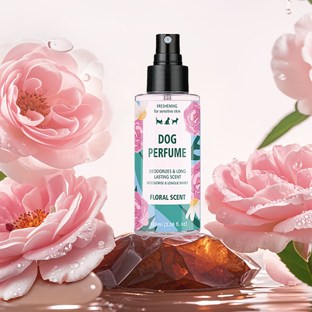 Rose Scent Dog Perfume with Black Pump Dispenser, Floral Pet Fragrance for Grooming Routines, Everyday Freshening and Special Occasions