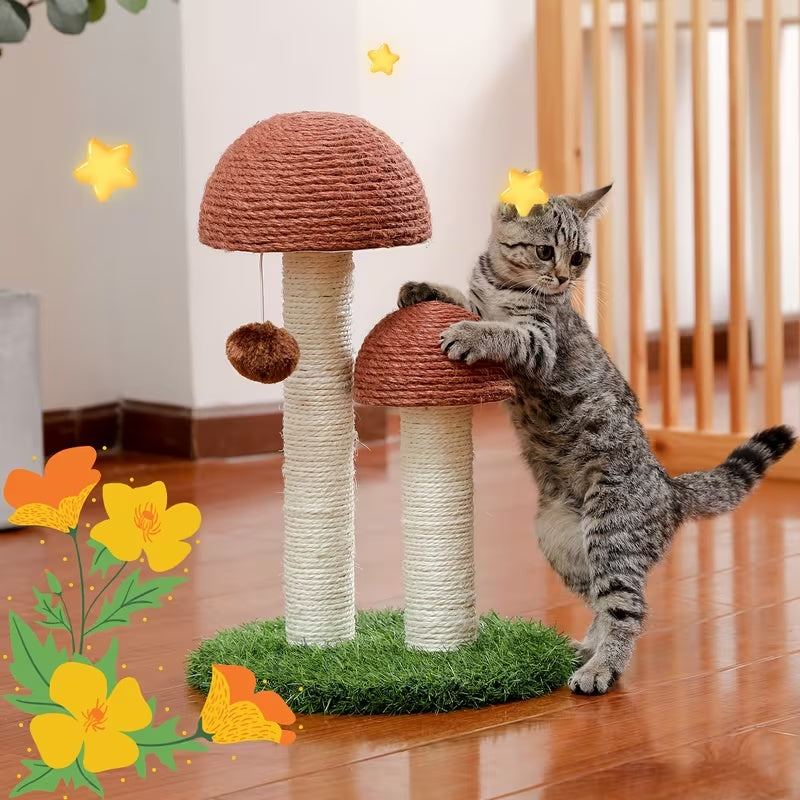 Cat Scratching Post with Hanging Ball, Sisal-Wrapped Multi-Tier Indoor Cat Tower for Scratching, Climbing and Everyday Play in Multiple Colors