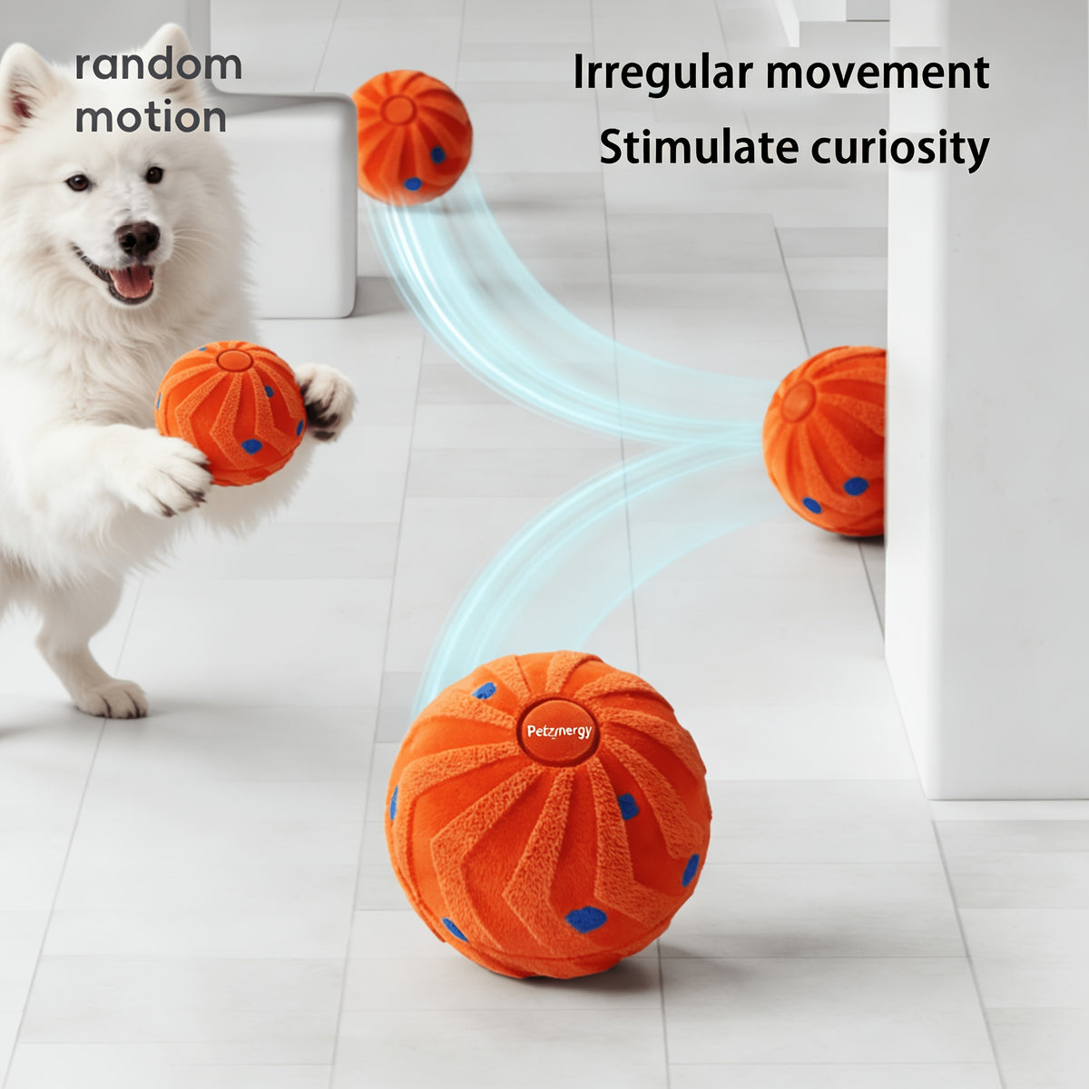Interactive Dog Ball with Automatic Bouncing and Rotation, E-TPU Moving Chase Toy with Sleep Mode for Medium and Large Dogs