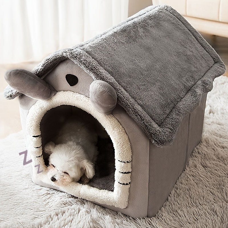 Washable Cat House for Indoor Cats and Small Dogs, Detachable Soft Polyester Cave Bed, Cozy Winter Pet Nest, Large 19.29 x 15.35 x 18.12 in