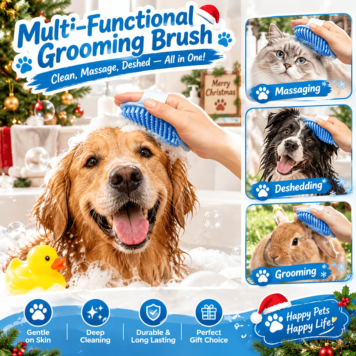 Dog Grooming Kit 6 Piece, Manual Pet Care Set with Brush, Microfiber Towel, Washing Gloves and Shedding Tool for At-Home Bath and Coat Care