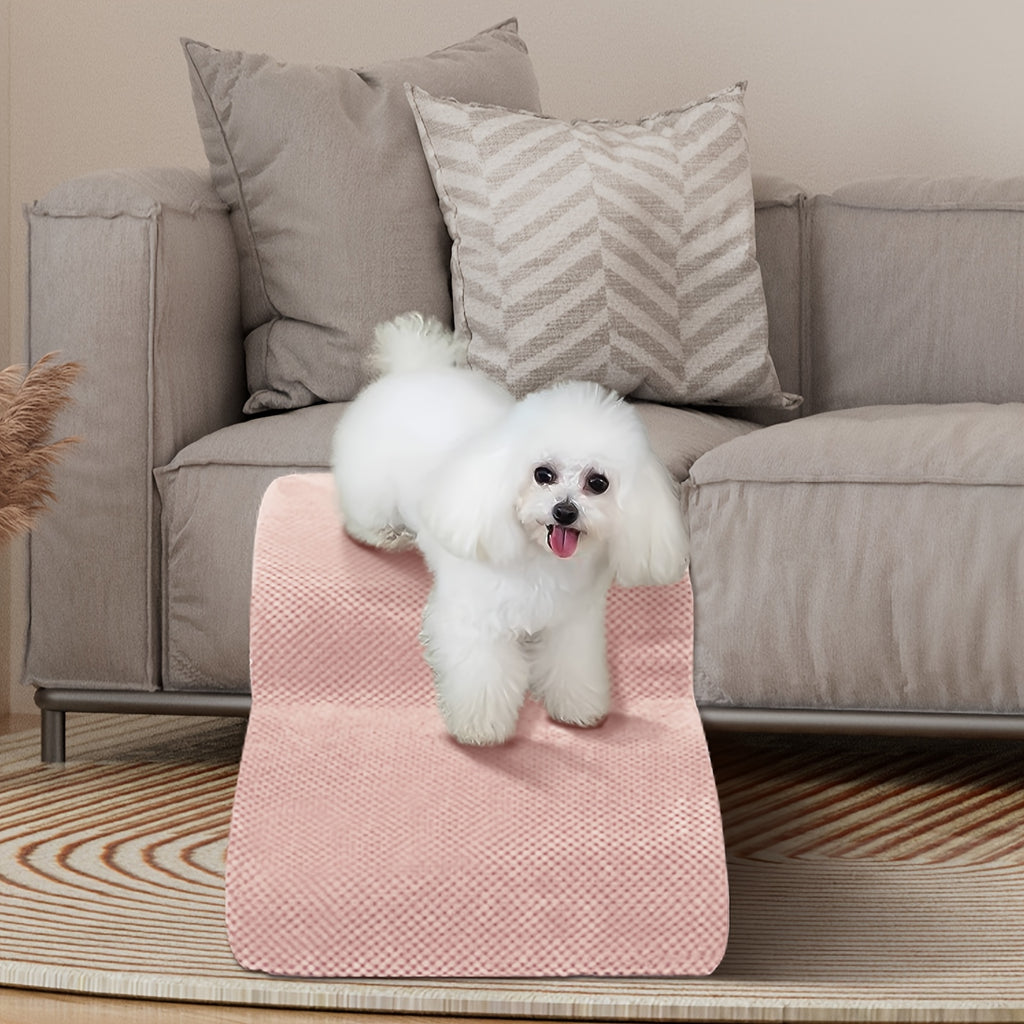 Memory Foam Dog Steps with Washable Cover, 2-Step Pet Stairs with Non-Slip Bottom and Textured Surface for Sofa and Bed Access, Brown or Camel