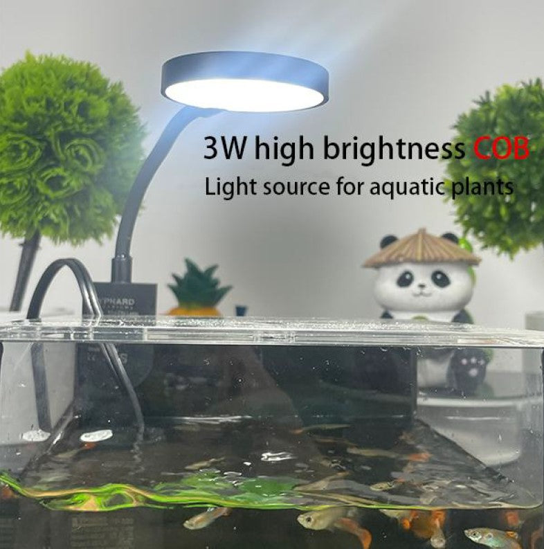 Mini Aquarium Kit 1.19 Gallon, Ultra-Clear Glass Desktop Tank with 2W Submersible Pump, 3W COB Light, Sand, Stones and Decorative Plants