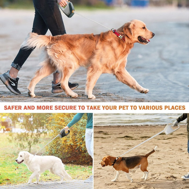 Heavy Duty Retractable Dog Leash for Large Dogs up to 110 lbs, Durable Nylon Walking Lead with One-Hand Brake, Pause and Lock Control