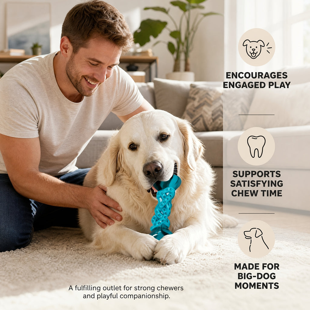 Dog Chew Toy with Twisted Bone Texture, Beef-Flavored Nylon Chewing Bone 6.7 Inches for Medium and Large Dogs, Single Piece for Supervised Play