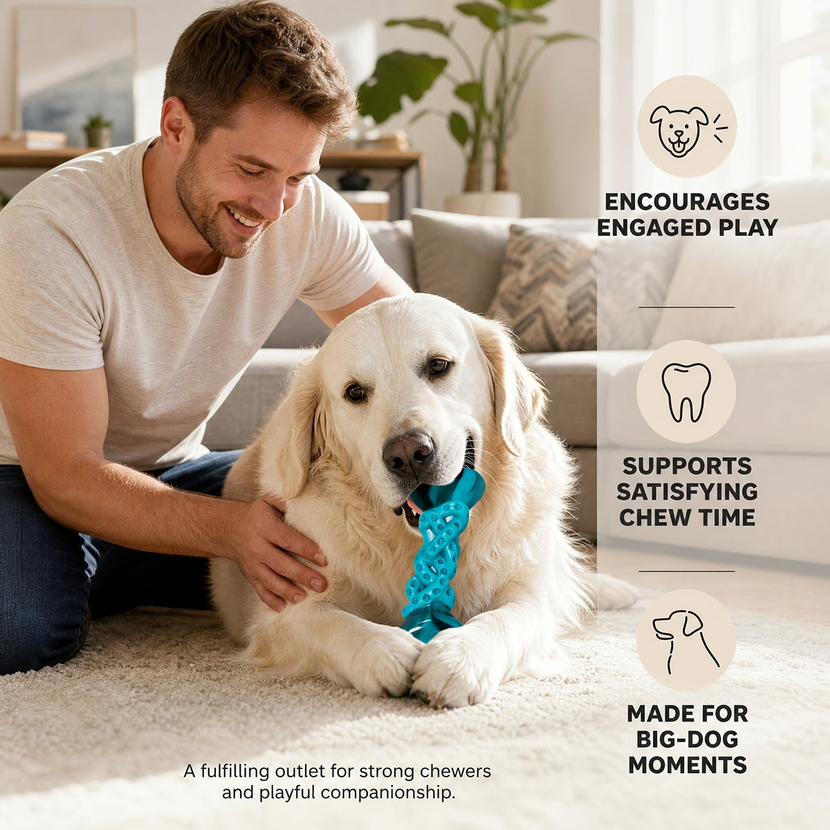 Dog Chew Toy with Twisted Bone Texture, Beef-Flavored Nylon Chewing Bone 6.7 Inches for Medium and Large Dogs, Single Piece for Supervised Play