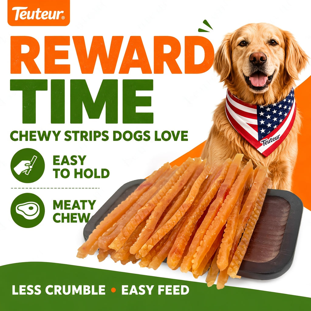 Beef Strip Dog Treats with 80g Beef or 80g Chicken + 80g Air-Dried Beef Options for Supervised Snack Time, Everyday Training Rewards and Travel Treat Breaks