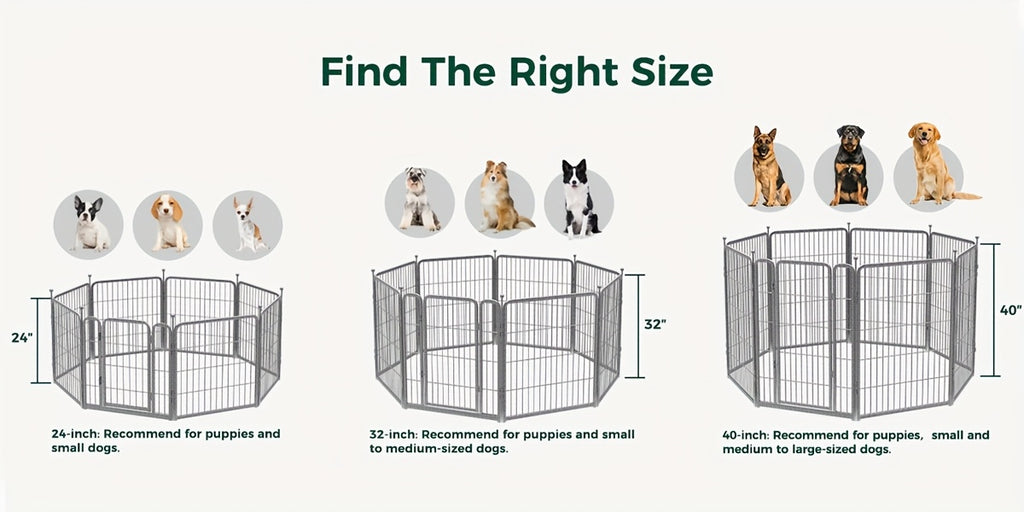 Dog Playpen 40 Inch in Silvery, Metal Pet Exercise Fence with Gate and 8, 16, 32 or 48 Panel Options for Indoor, Yard and RV Camping Use