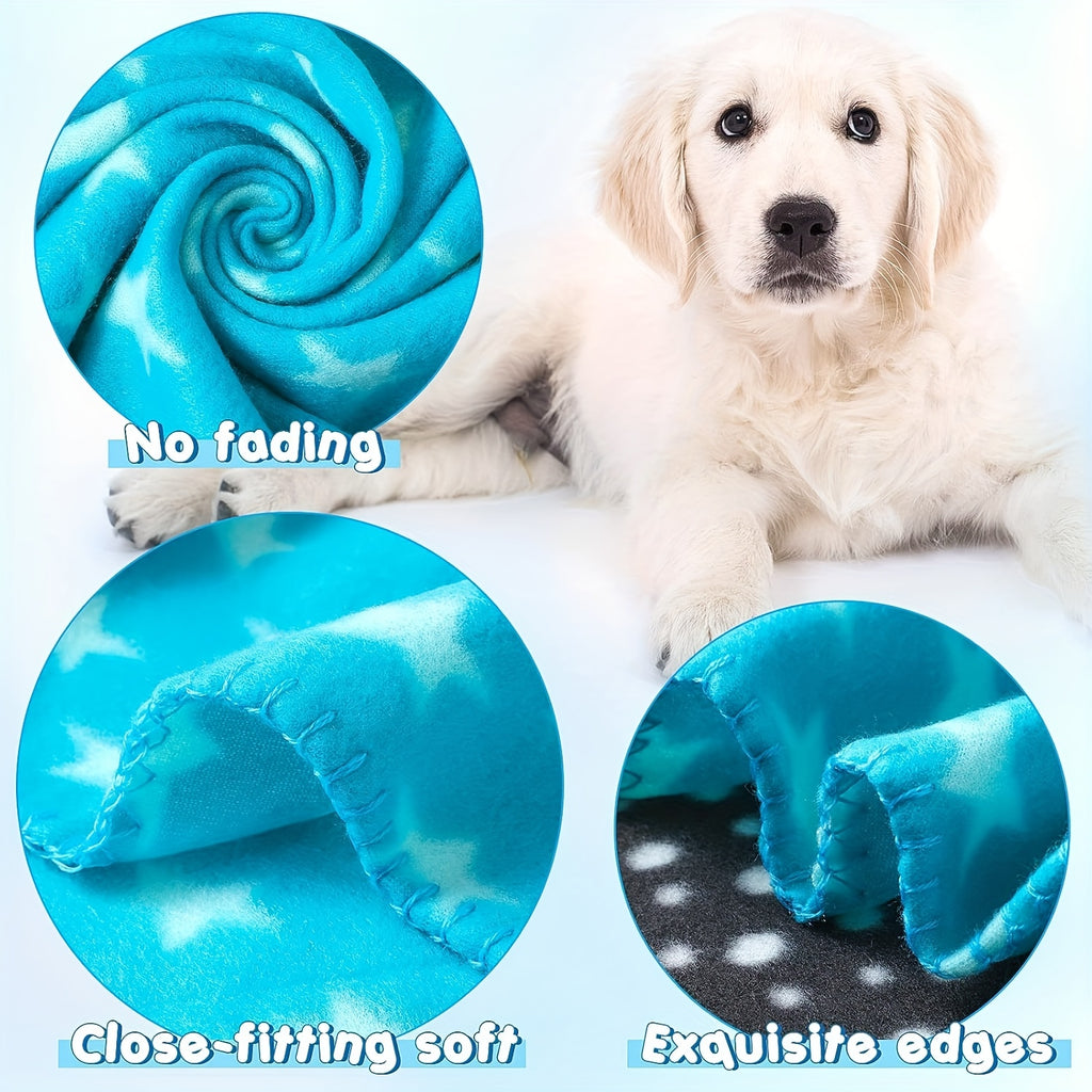 Dog and Cat Fleece Blankets 20 Pack, Soft Paw Print Pet Throws 23.6 x 27.6 Inches, Hand Washable Bedding Layers for Crates and Resting Areas