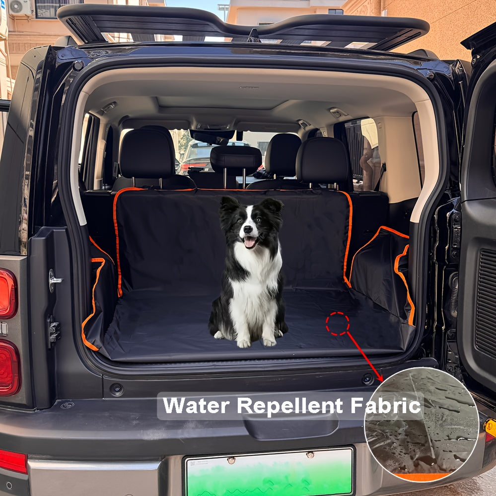 Dog Cargo Liner with Orange Trim and Side Flaps, Pet Trunk Cover for SUVs and Cars, Rear Interior Protector for Everyday Travel