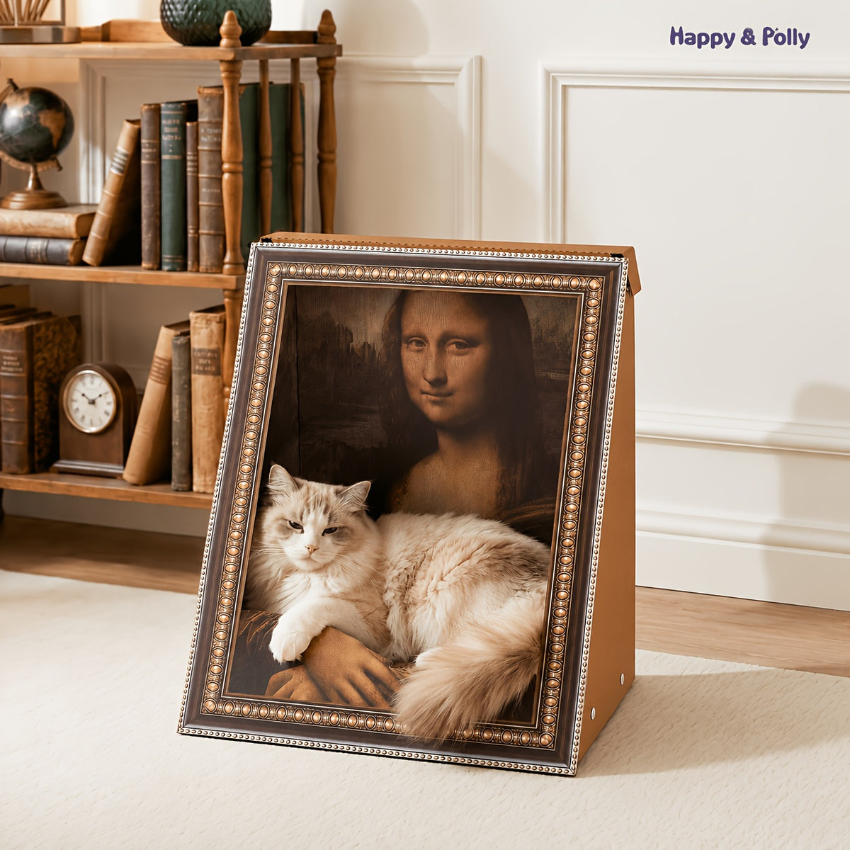 Cat Scratcher Board with Oil Painting Art, 21-Inch Corrugated Cardboard Scratching Pad for Indoor Cats, Decorative No-Assembly Claw Care