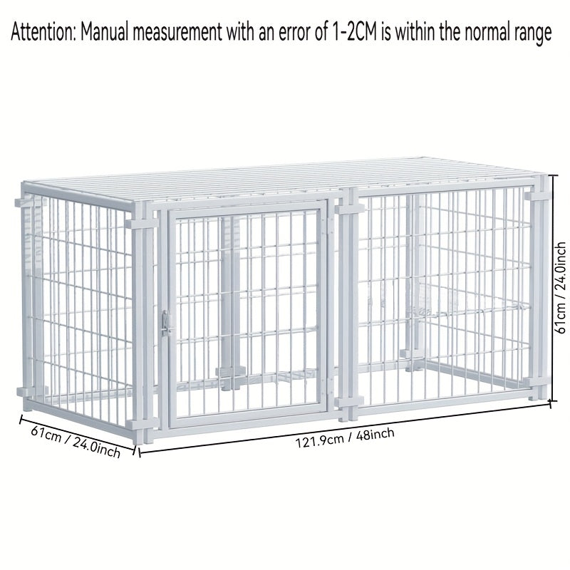 Modular Metal Dog Crate with Top Cover, 47.6-Inch Pet Cage with Configurable Door Placement and Tool-Free Panel Assembly for Home Use