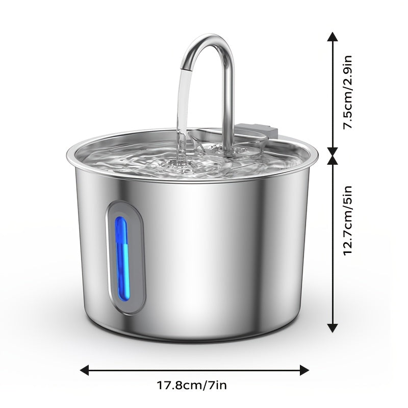 Filtered Cat Water Fountain 74.39oz, Stainless Steel Automatic Pet Drinking Dispenser with Quiet Pump for Cats and Dogs, Three Style Options