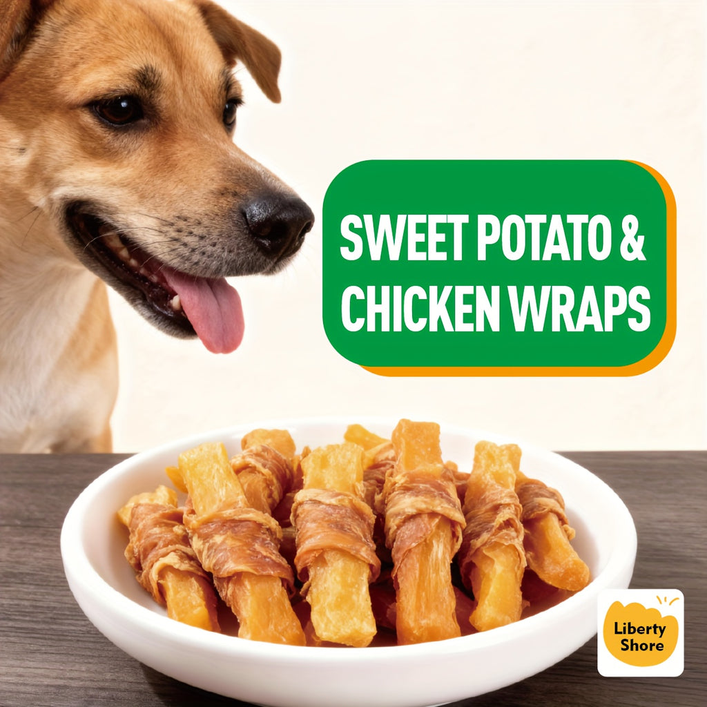 Sweet Potato Dog Treats with Skinless Chicken Wraps, Chewy Fries in 600g or 900g Packs for Supervised Snack Time and Everyday Rewards
