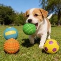 Squeaky Dog Sport Balls 4 Pack, 2.8-Inch Soft Latex Bouncy Fetch Toys with Colorful Sports Patterns for Supervised Puppy and Small Dog Play