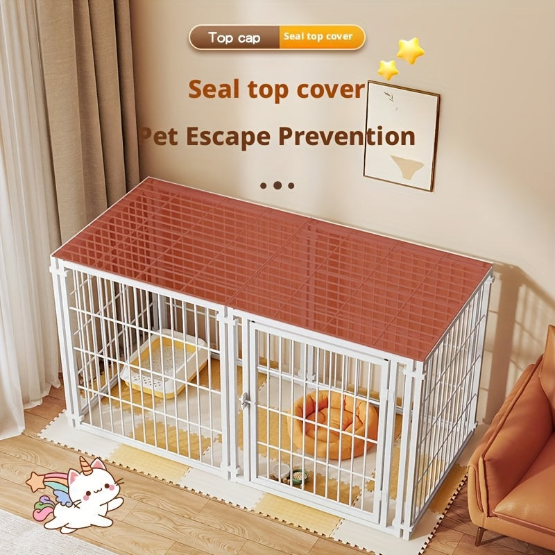 Modular Metal Dog Crate with Top Cover, 47.6-Inch Pet Cage with Configurable Door Placement and Tool-Free Panel Assembly for Home Use