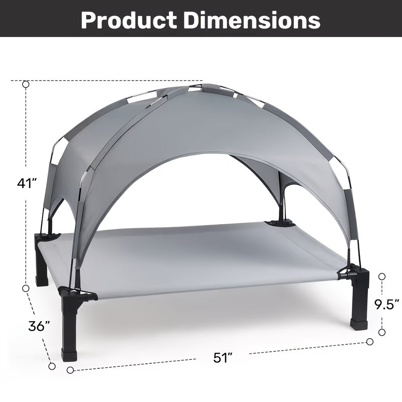 Outdoor Dog Bed with Removable Canopy, Portable Elevated Pet Cot in 42, 51 and 58 Inch Options for Dogs and Cats, Patio and Camping Rest