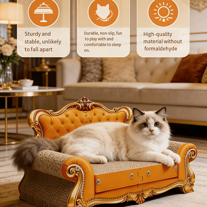 Cat Scratching Pad Sofa, European-Style Cat Lounger and Empress Bed for Indoor Scratching and Rest, Purple Yellow or Green, Big or Small