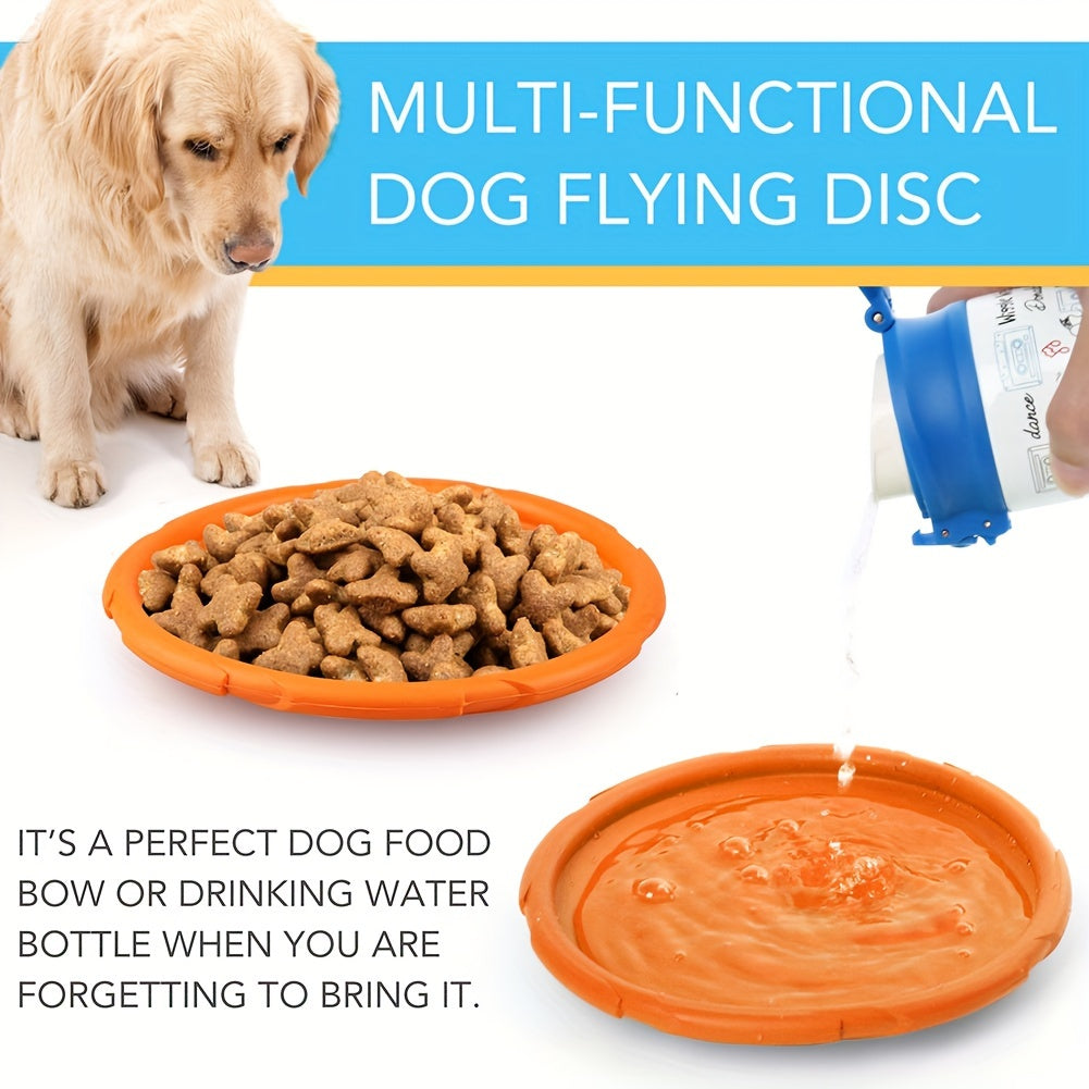 Rubber Dog Flying Disc Set, 2 Pack Approx. 7 Inch Floating Fetch Toys in Orange and Green for Supervised Outdoor Retrieval and Beach Play
