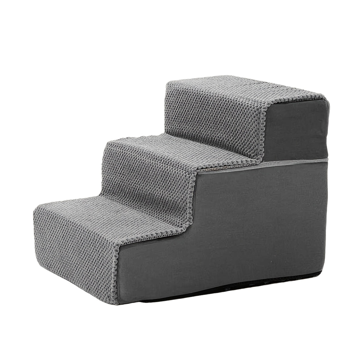 Right Angle Dog Stairs for Bed and Couch, Gray High-Density Foam Pet Steps with Non-Slip Design in 3, 4 or 5-Step Options for Dogs and Cats