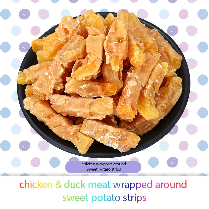 Duck Sweet Potato Dog Treats, Meat-Wrapped Sweet Potato Strips in 3.53 oz / 100g Options for Supervised Snack Time and Training Rewards