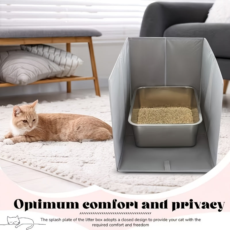 Cat Litter Box Privacy Screen with Surrounding Panels, Litter Tray Fence Enclosure for Indoor Cat Corners, Apartments and Multi-Cat Homes