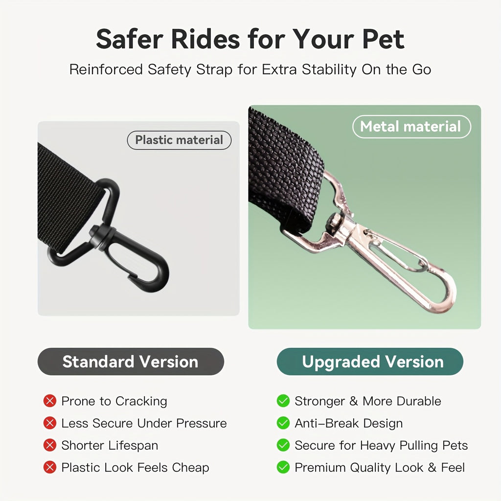 Portable Dog Car Seat with Carry Straps, Cushioned Pet Travel Bed for Dogs and Cats with Attachment Hook and Buckle, Seven Color and Style Options