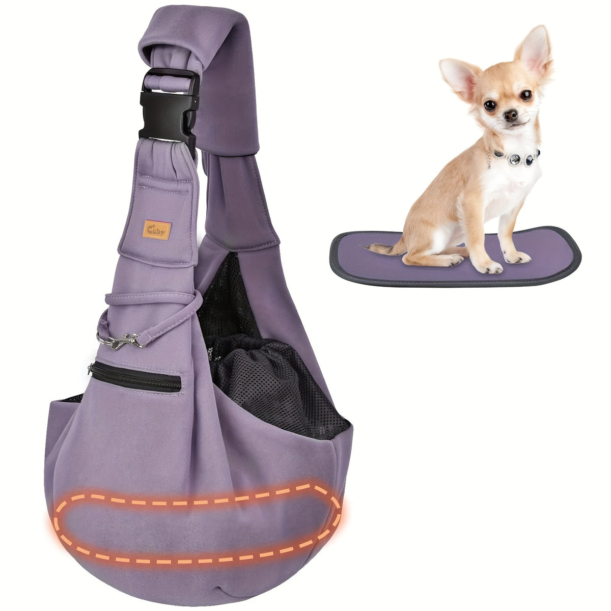 Pet Sling Carrier with Padded Hard Bottom, Adjustable Dog and Cat Shoulder Bag for Carrying Puppies on Everyday Outings, Five Color Options
