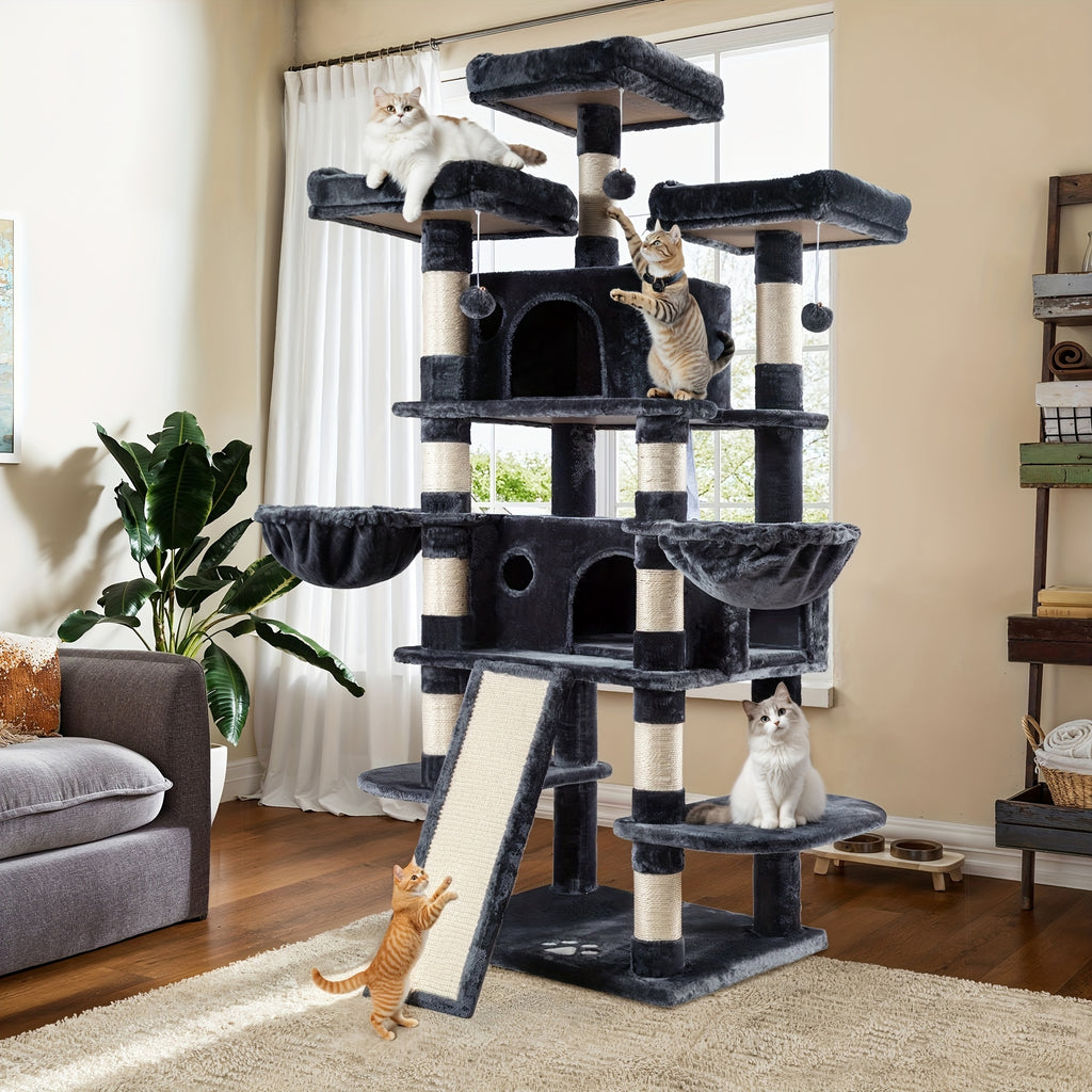 Multi-Size Cat Tree Tower for Indoor Cats, 36 65 68 or 81 Inch Multi-Level Pet Furniture with Sisal Scratching Posts and Plush Resting Areas