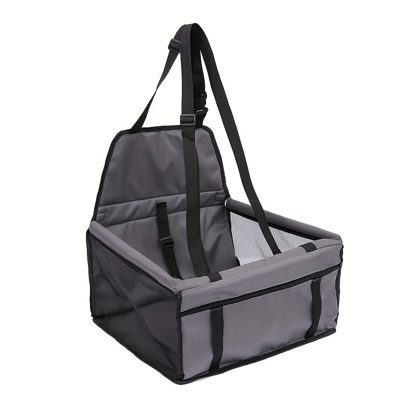 Foldable Dog Car Seat Bag with Mesh Sides and Front Storage Pocket, Portable Travel Carrier for Small Dogs, Cats and Puppies