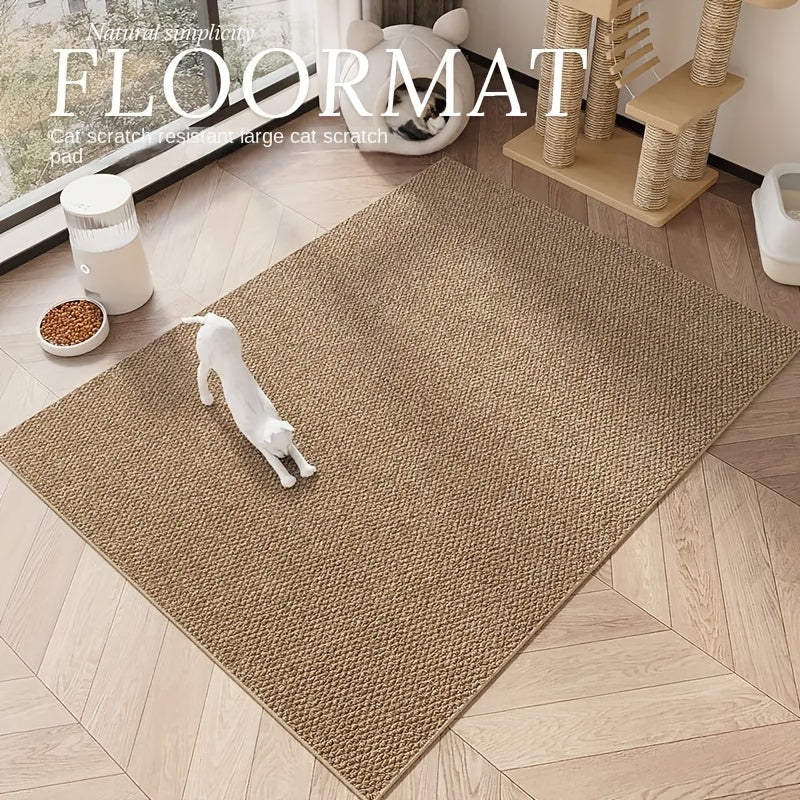 Sisal Cat Scratching Mat for Indoor Cats, Horizontal Floor Scratcher Rug with Non-Slip Low-Profile Design for Couch and Carpet Areas