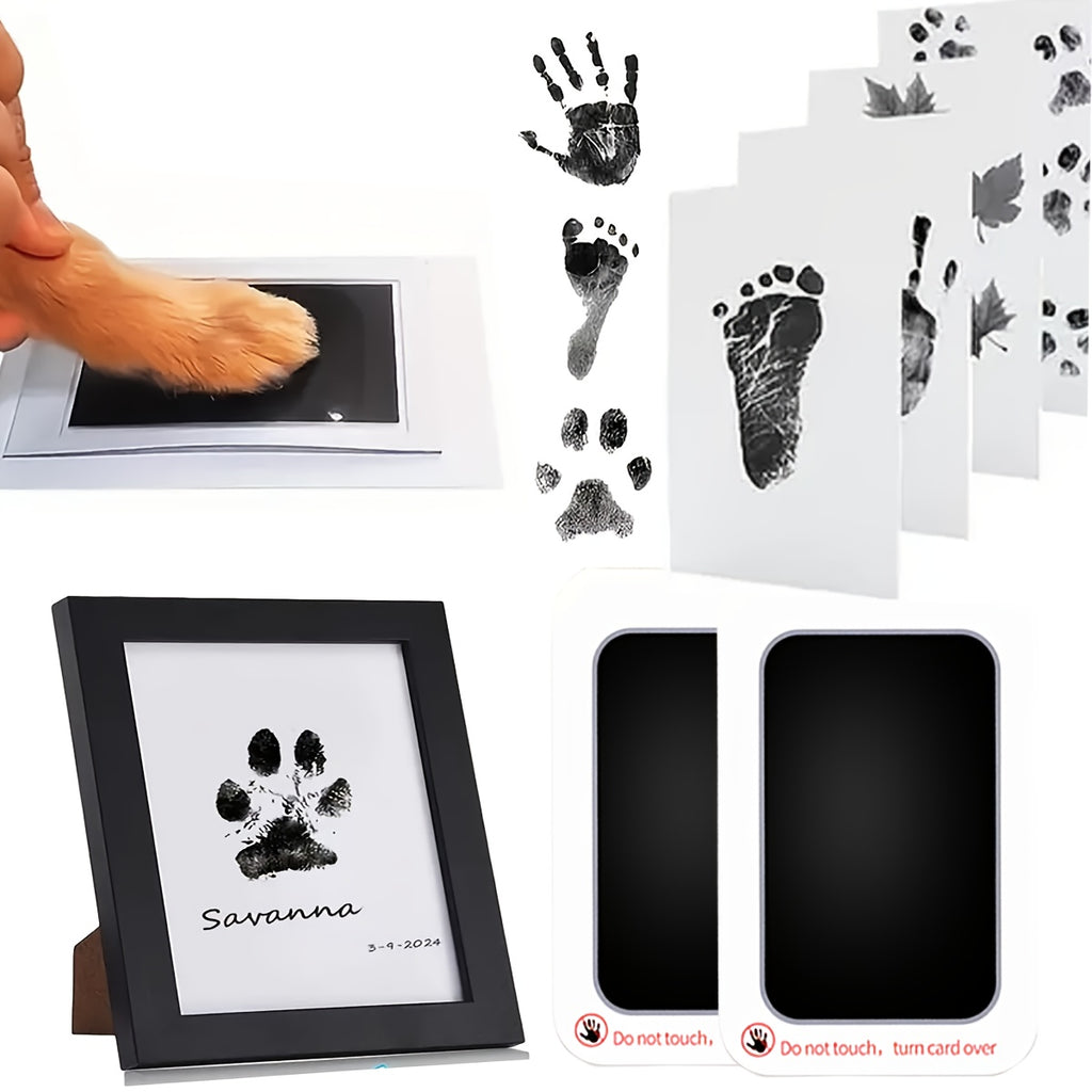 Pet Paw Print Keepsake Kit for Dogs and Cats, 8pcs Listed Set with Quick-Dry Black Ink for Memory Crafts, Pet Memorials and Christmas Gifts