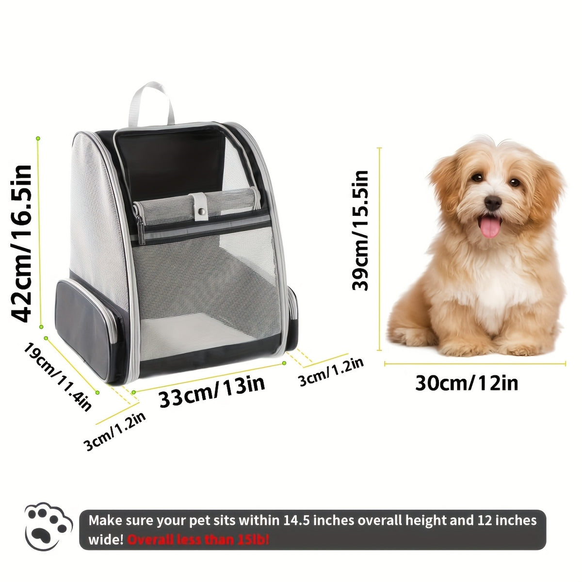 Mesh Cat Carrier Backpack, Foldable Pet Travel Bag with Three-Sided Ventilation, Chest Buckle and Removable Mat for Cats and Small Dogs, Purple or White