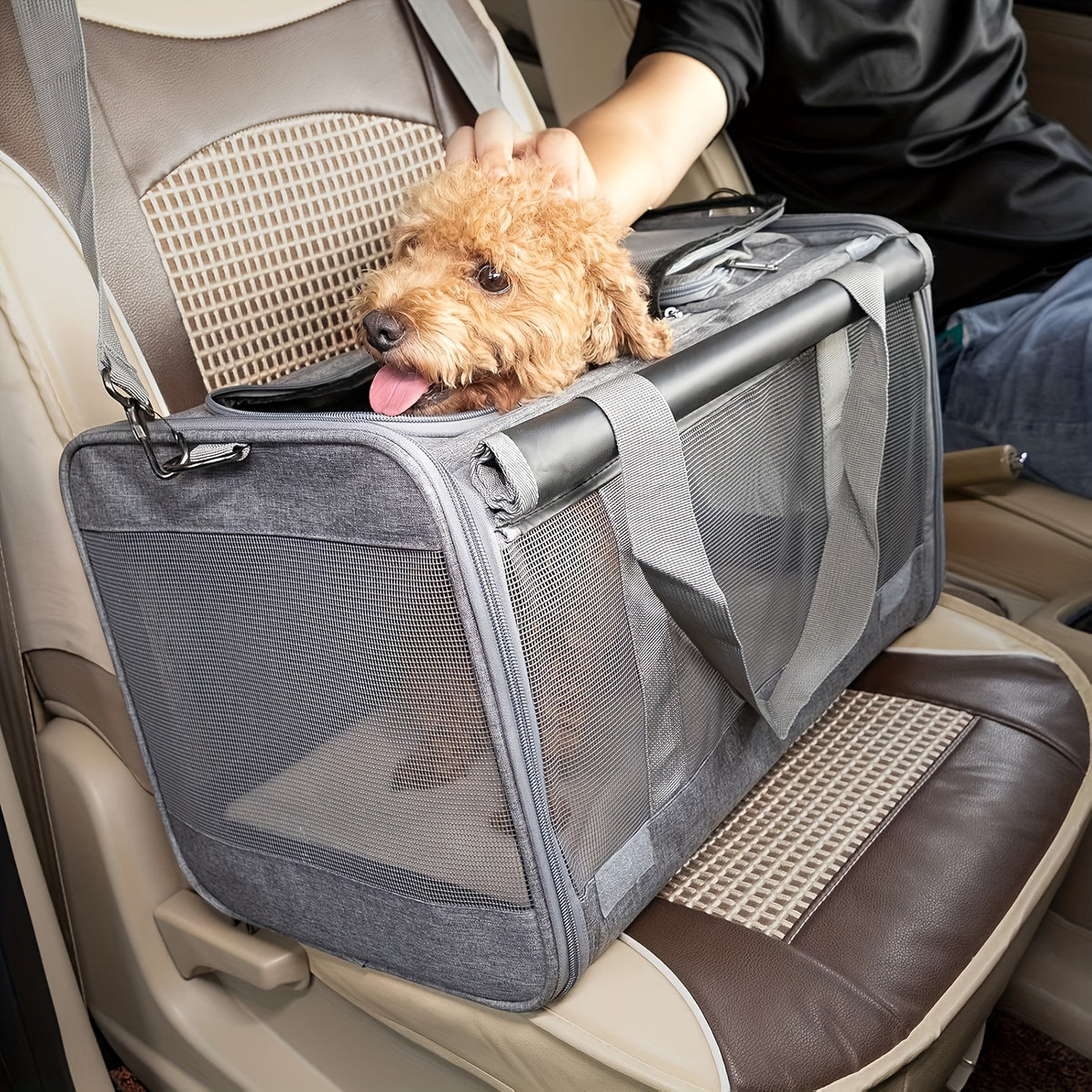 Pink Foldable Pet Carrier for Cats and Puppies, Breathable Soft-Sided Travel Bag with Pet Straps for Vet Visits, Short Trips and Everyday Outings