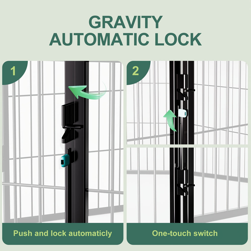 Dog Playpen with Gravity Lock Gate, 8-Panel Foldable Indoor Outdoor Pet Fence in 24 or 32 Inch Options for Small and Medium Dogs