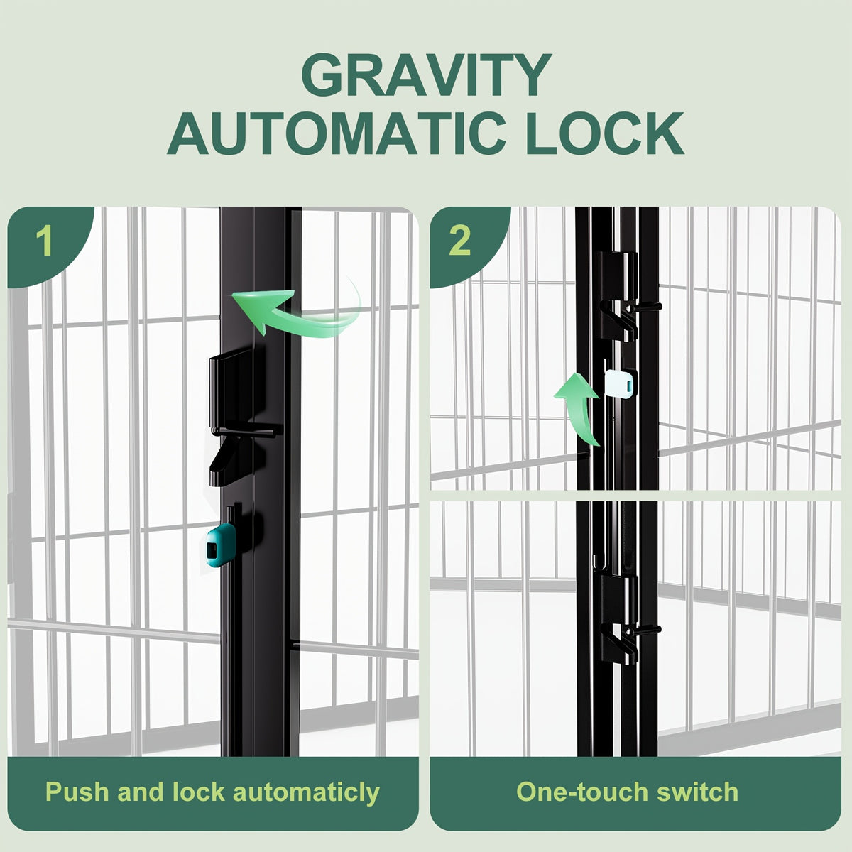 Dog Playpen with Gravity Lock Gate, 8-Panel Foldable Indoor Outdoor Pet Fence in 24 or 32 Inch Options for Small and Medium Dogs